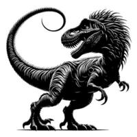 nero e bianca illustrazione di un' trex dinosauro vettore