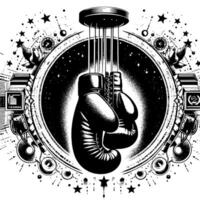 nero e bianca illustrazione di sospeso boxe guanti vettore