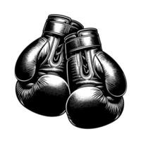 nero e bianca illustrazione di sospeso boxe guanti vettore