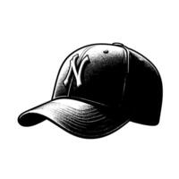 nero e bianca illustrazione di un' singolo baseball berretto vettore