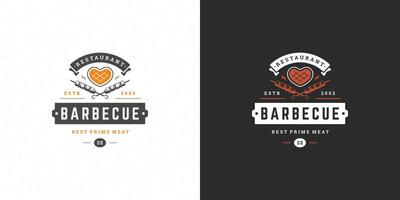 barbecue logo illustrazione griglia Casa o bbq ristorante menù emblema carne bistecca silhouette vettore