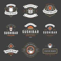 Sushi ristorante loghi impostato illustrazione. vettore