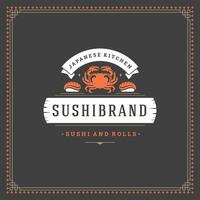 Sushi ristorante logo design modello illustrazione. vettore