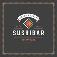 Sushi ristorante logo illustrazione. vettore