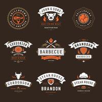 barbecue ristorante loghi e badge impostato illustrazione. vettore