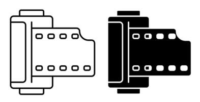 lineare icona. cilindro con vecchio 35 mm foto film. mondo fotografia giorno agosto 19. semplice nero e bianca vettore