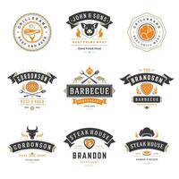 barbecue ristorante loghi e badge impostato illustrazione. vettore