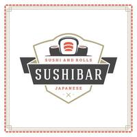 Sushi ristorante logo illustrazione. vettore