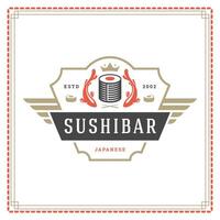 Sushi ristorante logo illustrazione. vettore