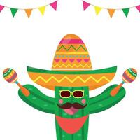 cactus nel cappello. cinco de mayo vacanza vettore