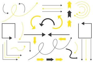 impostato di nero e giallo frecce. freccia icone vettore
