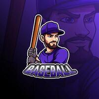 baseball giocatore portafortuna logo design per distintivo, emblema, esport e maglietta stampa vettore