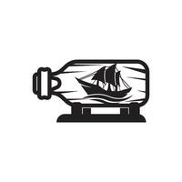 barca nel un' bottiglia simbolo logo icona, illustrazione design vettore