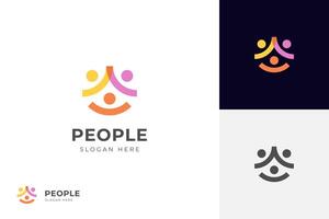 persone gruppo insieme logo icona design con contento le persone. umano Comunità grafico simbolo. amicizia logo modello vettore