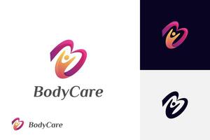 persone corpo cura logo icona design con lettera B persone contento grafico simbolo vettore