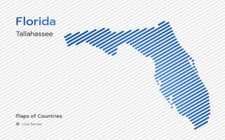 Florida carta geografica con un' capitale di tallahassee mostrato nel un' linea modello vettore