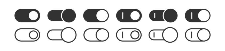ginocchiera interruttore girare su o via icona. interfaccia energia pulsante. ragnatela cursore pannello. vettore