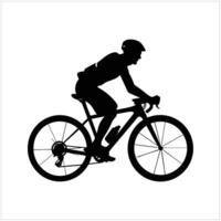 motociclista e bicicletta silhouette nero . vettore