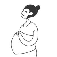 mano disegnato scarabocchio giovane incinta donna illustrazione vettore