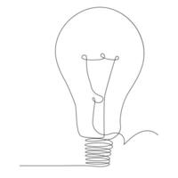 continuo singolo uno linea disegno lampadina arte vettore