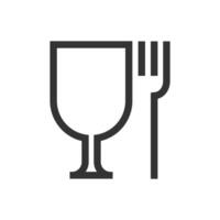 cibo grado icona o cibo sicuro Materiale vino bicchiere e forchetta simboli isolato illustrazione. vettore