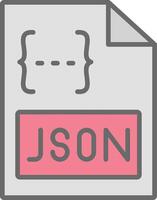 json linea pieno leggero icona vettore