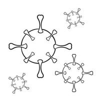 illustrazione della malattia di coronavirus con stile cartone animato doodle disegnato a mano vettore