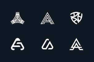 set di logo della linea moderna. collezione di monogrammi creativi con lettera a vettore premium