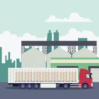 logistica del trasporto industriale con camion portacontainer vettore