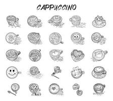 set di tazze da caffè cappuccino. vettore. vettore