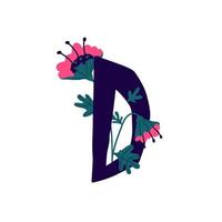 lettera latina in fiori e piante. vettore. lettera in elementi decorativi per iscrizioni. logo della compagnia. poster o monogramma. vettore