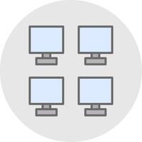 monitor linea pieno leggero icona vettore