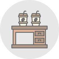 caffè tavolo linea pieno leggero icona vettore
