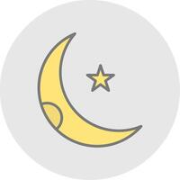 Luna linea pieno leggero icona vettore