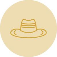 cowboy cappello linea giallo cerchio icona vettore