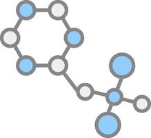 molecole linea pieno leggero icona vettore