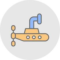 sottomarino linea pieno leggero icona vettore