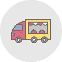 cibo camion linea pieno leggero icona vettore