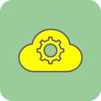 nube impostazioni pieno giallo icona vettore
