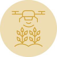 agricolo droni linea giallo cerchio icona vettore