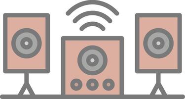 Audio sistema linea pieno leggero icona vettore