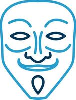 maschera linea blu Due colore icona vettore