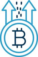 bitcoin salire linea blu Due colore icona vettore