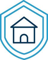casa protezione linea blu Due colore icona vettore