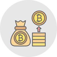 bitcoin linea pieno leggero icona vettore