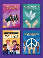 design del set di carte per i diritti civili vettore