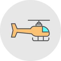 elicottero linea pieno leggero icona vettore