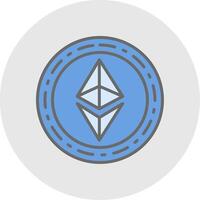 Ethereum moneta linea pieno leggero icona vettore