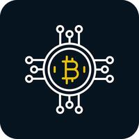 bitcoin bitcoin linea rosso cerchio icona vettore