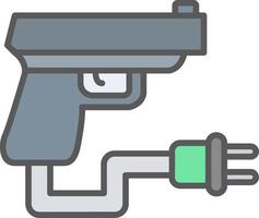 pistola linea pieno leggero icona vettore